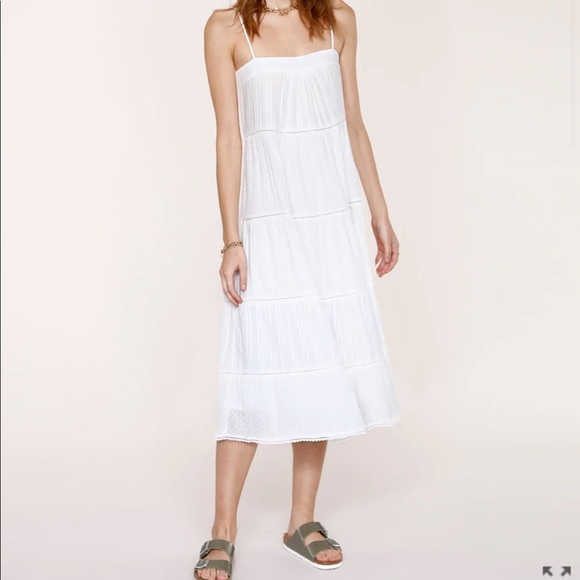 Heartloom Jilly Dress - White Lace Gauze Midi Dress - Picture 2 of 7